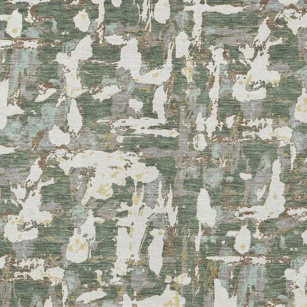 8' X 10' Green And Beige Abstract Washable Indoor Outdoor Area Rug Homeroots Outdoor