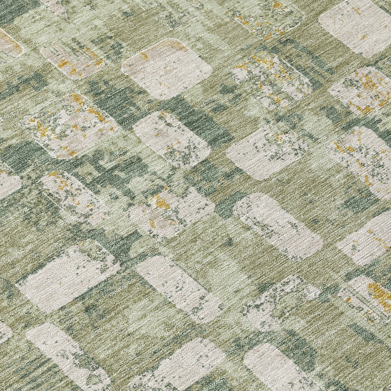 8' X 10' Green And Beige Abstract Washable Indoor Outdoor Area Rug Homeroots Outdoor