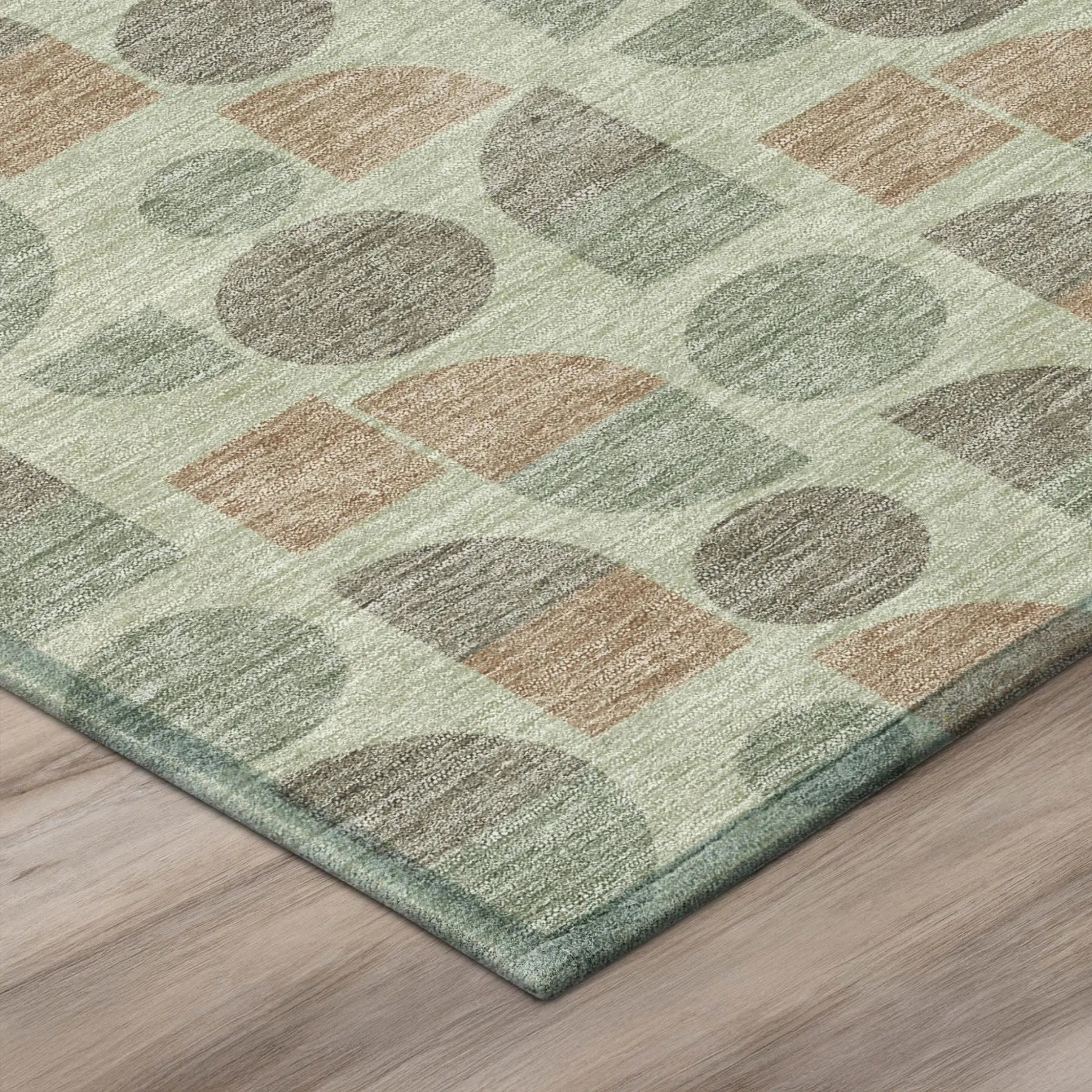 8' X 10' Green And Beige Geometric Washable Indoor Outdoor Area Rug Homeroots Outdoor