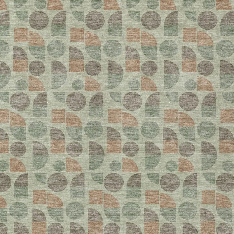 8' X 10' Green And Beige Geometric Washable Indoor Outdoor Area Rug Homeroots Outdoor