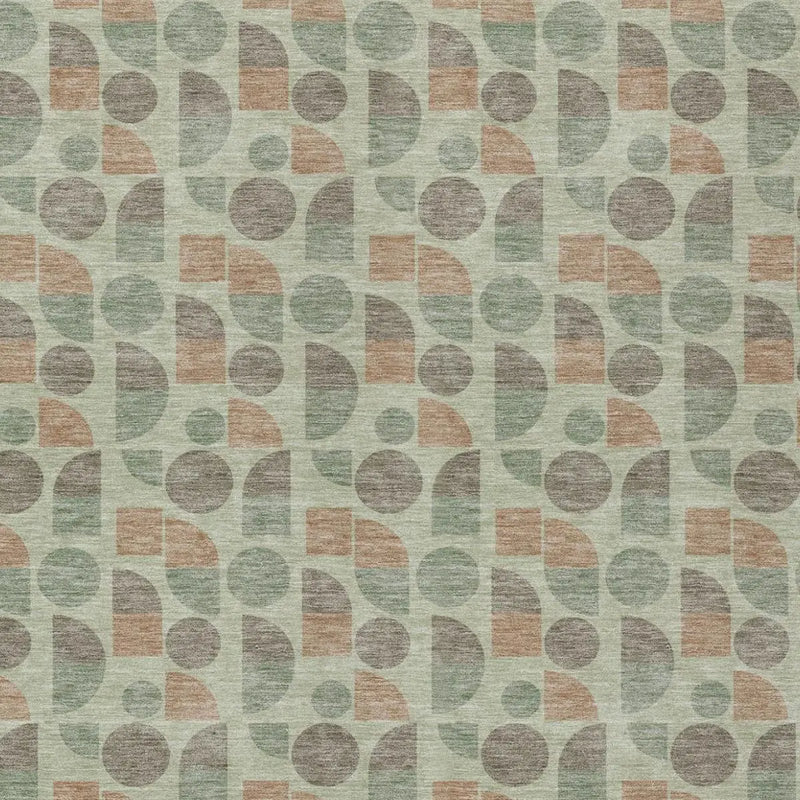 8' X 10' Green And Beige Geometric Washable Indoor Outdoor Area Rug Homeroots Outdoor