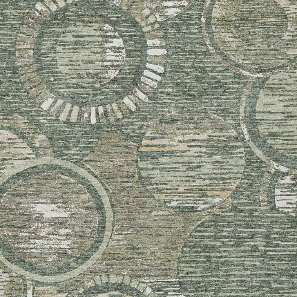 8' X 10' Green And Beige Geometric Washable Indoor Outdoor Area Rug Homeroots Outdoor