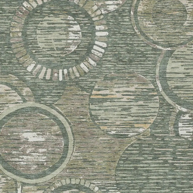 8' X 10' Green And Beige Geometric Washable Indoor Outdoor Area Rug Homeroots Outdoor