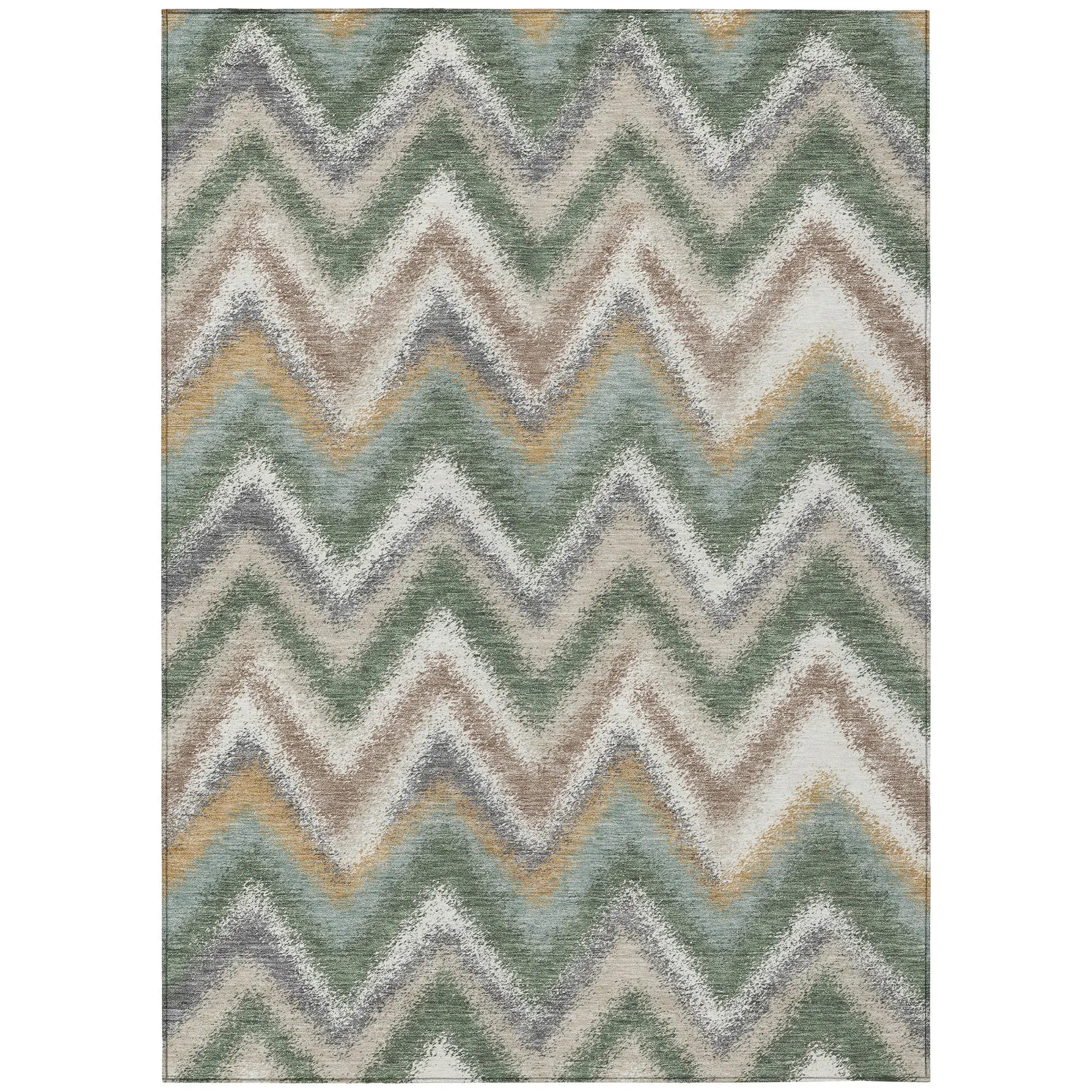 8' X 10' Green And Beige Geometric Washable Indoor Outdoor Area Rug Homeroots Outdoor