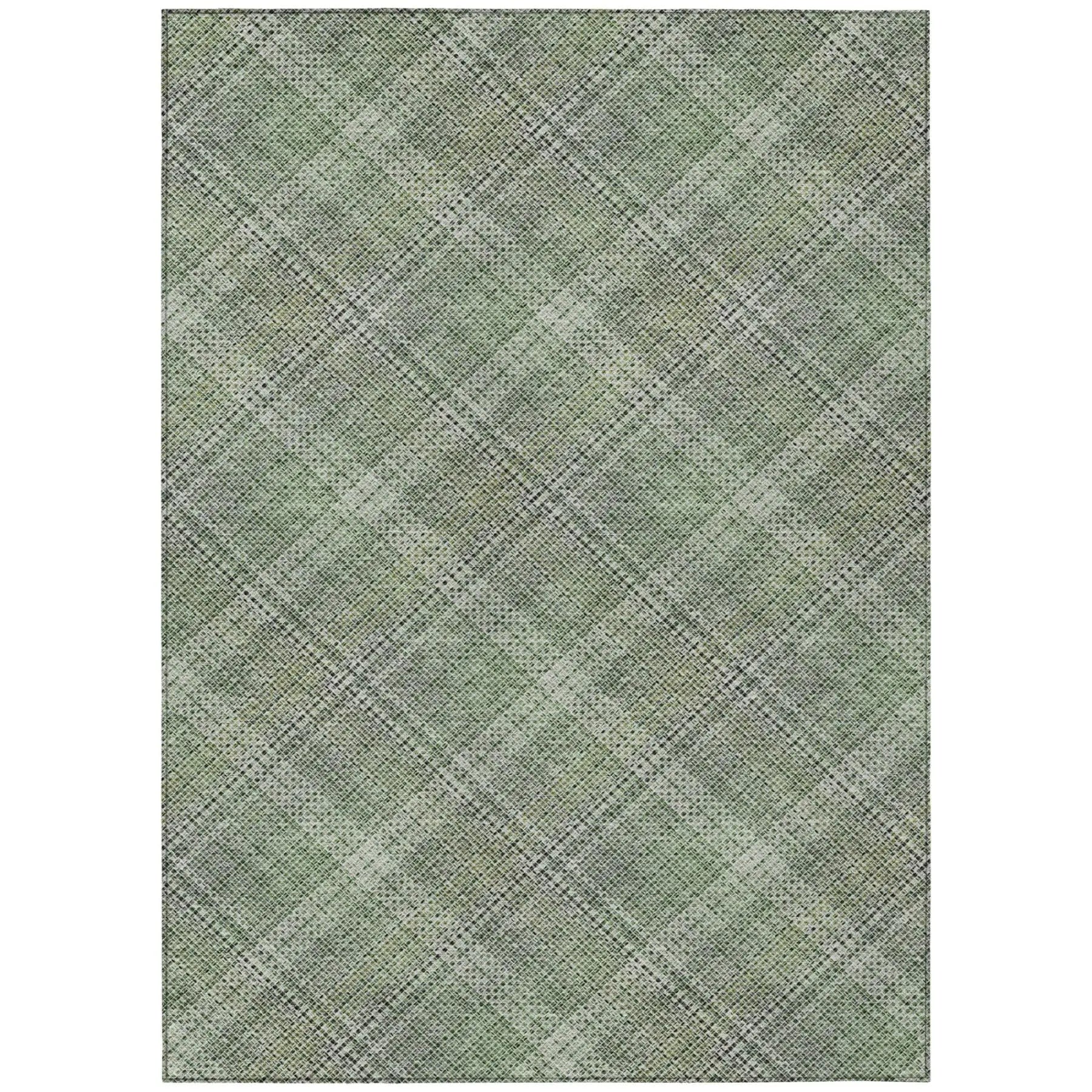 8' X 10' Green And Beige Plaid Washable Indoor Outdoor Area Rug Homeroots Outdoor