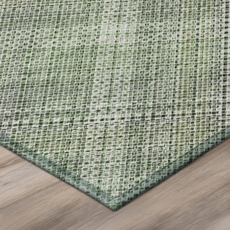 8' X 10' Green And Beige Plaid Washable Indoor Outdoor Area Rug Homeroots Outdoor