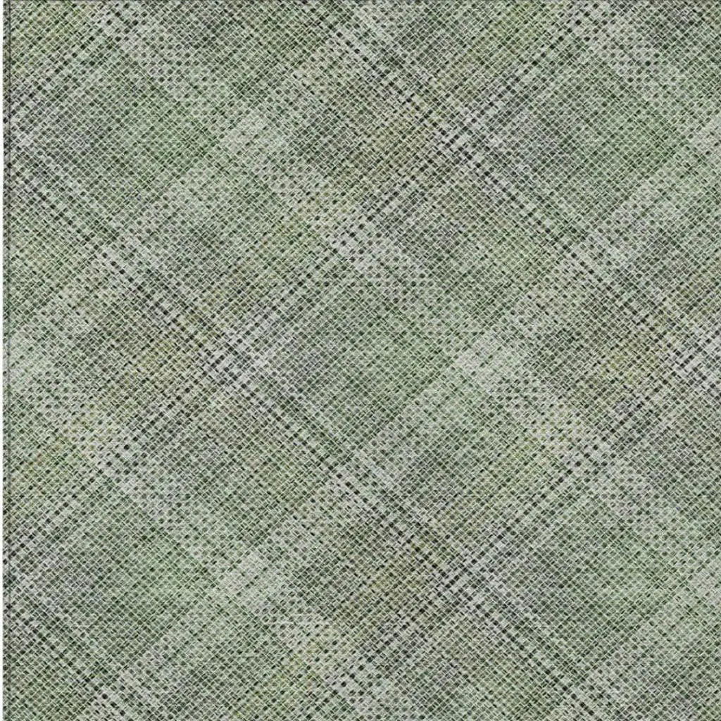 8' X 10' Green And Beige Plaid Washable Indoor Outdoor Area Rug Homeroots Outdoor