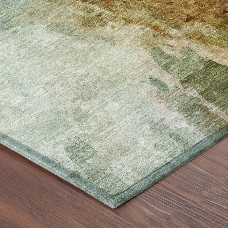 8' X 10' Green And Black Abstract Washable Indoor Outdoor Area Rug Homeroots Outdoor