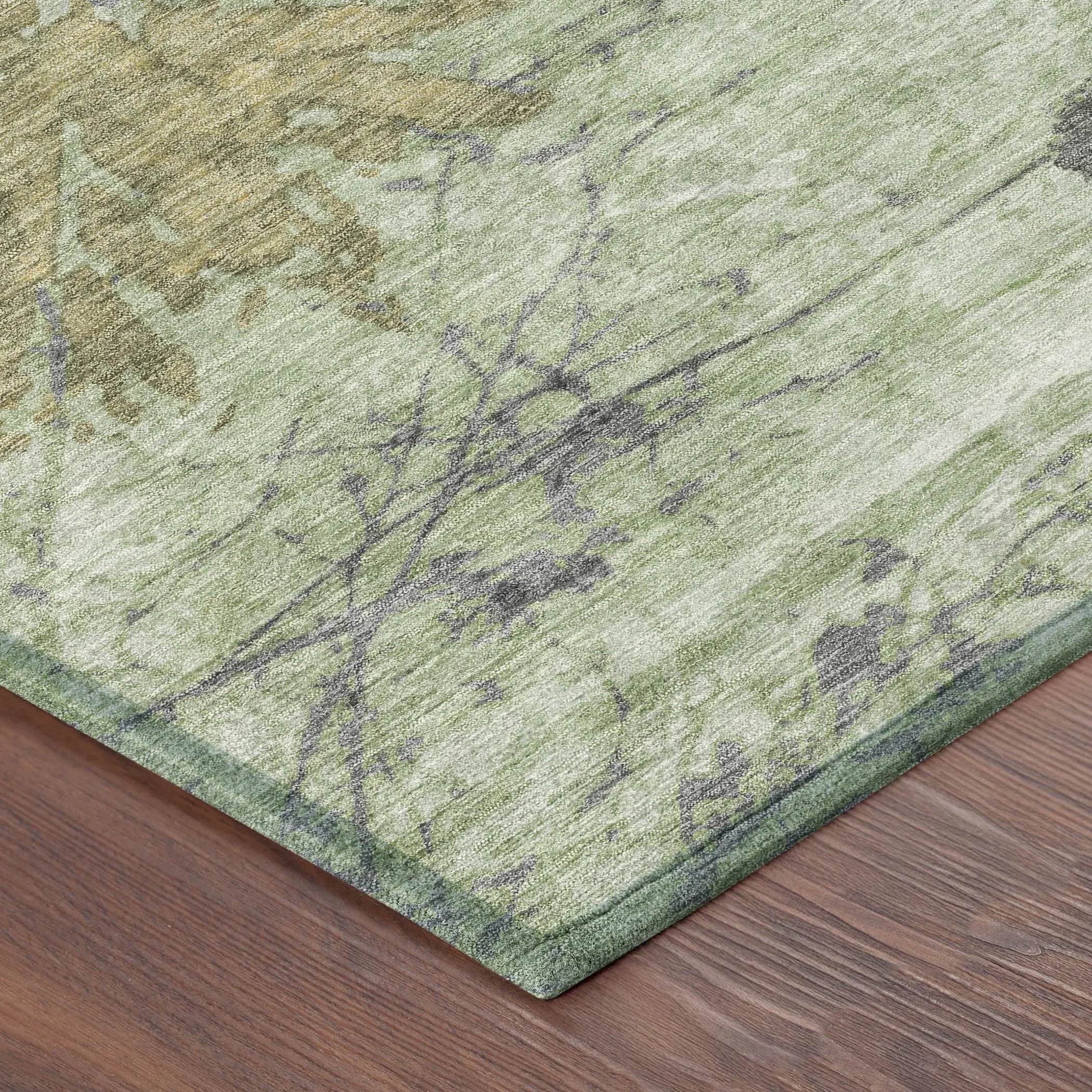 8' X 10' Green And Brown Abstract Washable Indoor Outdoor Area Rug Homeroots Outdoor
