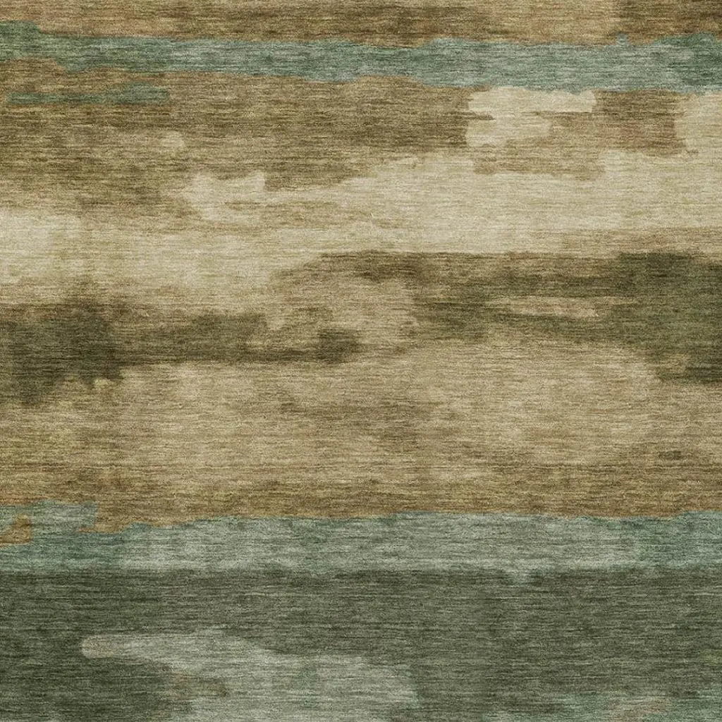 8' X 10' Green And Brown Abstract Washable Indoor Outdoor Area Rug Homeroots Outdoor