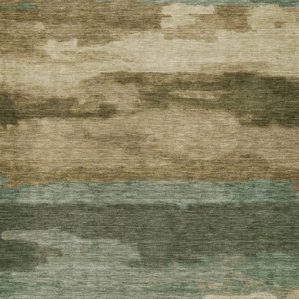 8' X 10' Green And Brown Abstract Washable Indoor Outdoor Area Rug Homeroots Outdoor