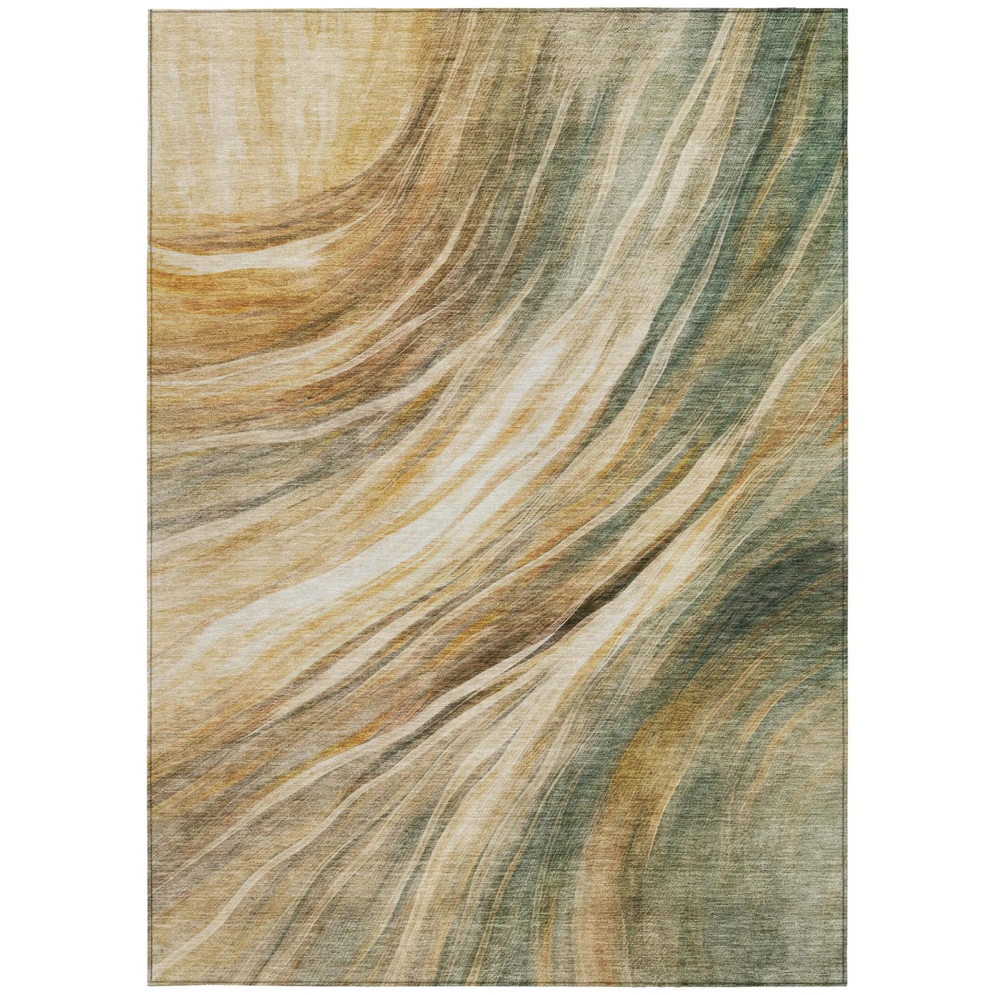 8' X 10' Green And Brown Abstract Washable Indoor Outdoor Area Rug Homeroots Outdoor