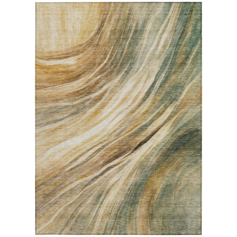 8' X 10' Green And Brown Abstract Washable Indoor Outdoor Area Rug Homeroots Outdoor