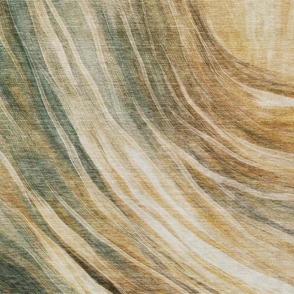 8' X 10' Green And Brown Abstract Washable Indoor Outdoor Area Rug Homeroots Outdoor