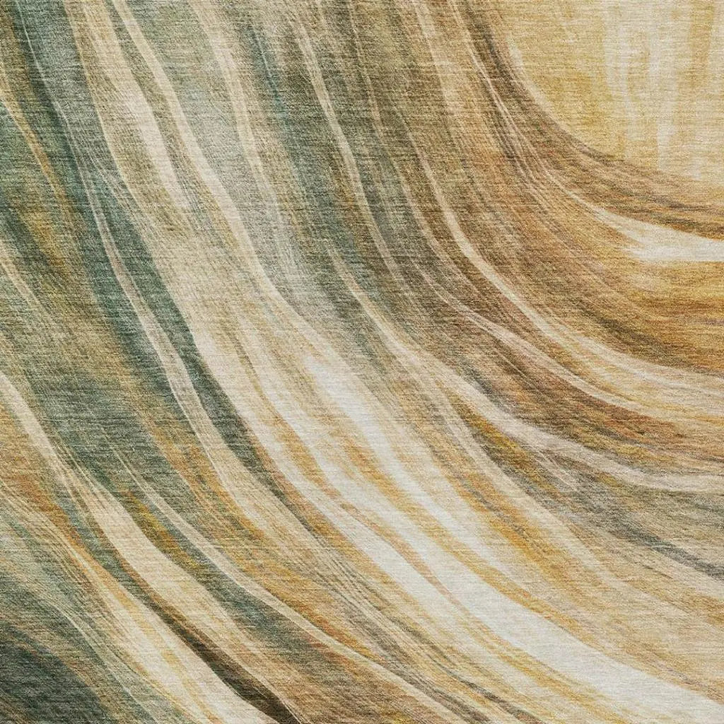 8' X 10' Green And Brown Abstract Washable Indoor Outdoor Area Rug Homeroots Outdoor