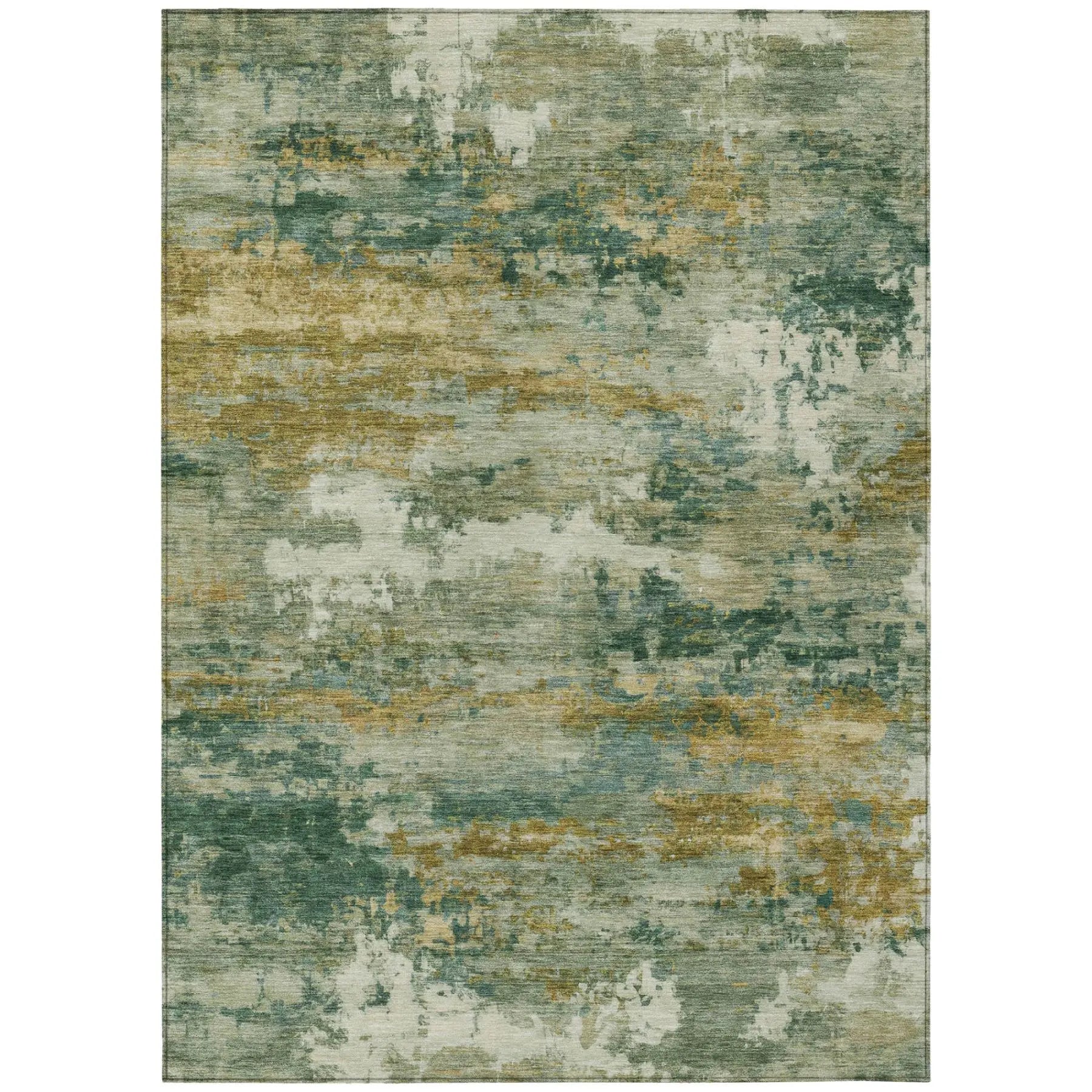 8' X 10' Green And Brown Abstract Washable Indoor Outdoor Area Rug Homeroots Outdoor