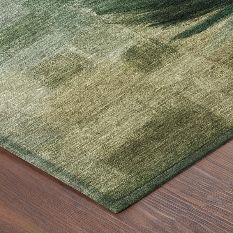 8' X 10' Green And Brown Botanical Leaves Washable Indoor Outdoor Area Rug Homeroots Outdoor
