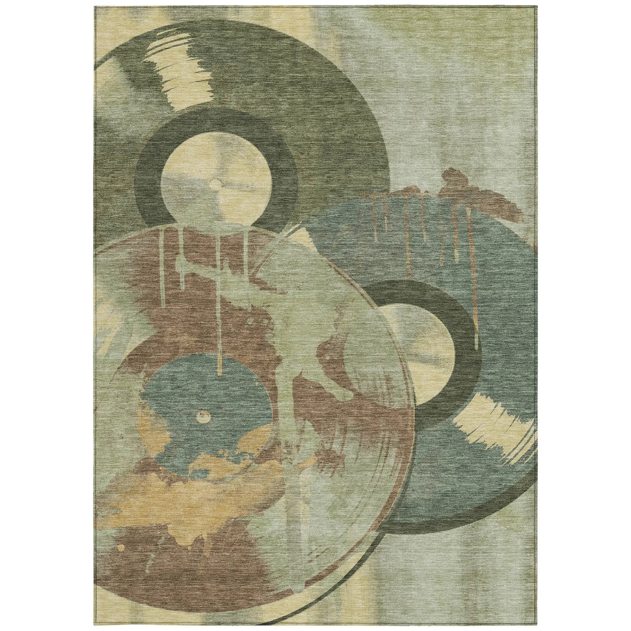 8' X 10' Green And Brown Geometric Washable Indoor Outdoor Area Rug Homeroots Outdoor