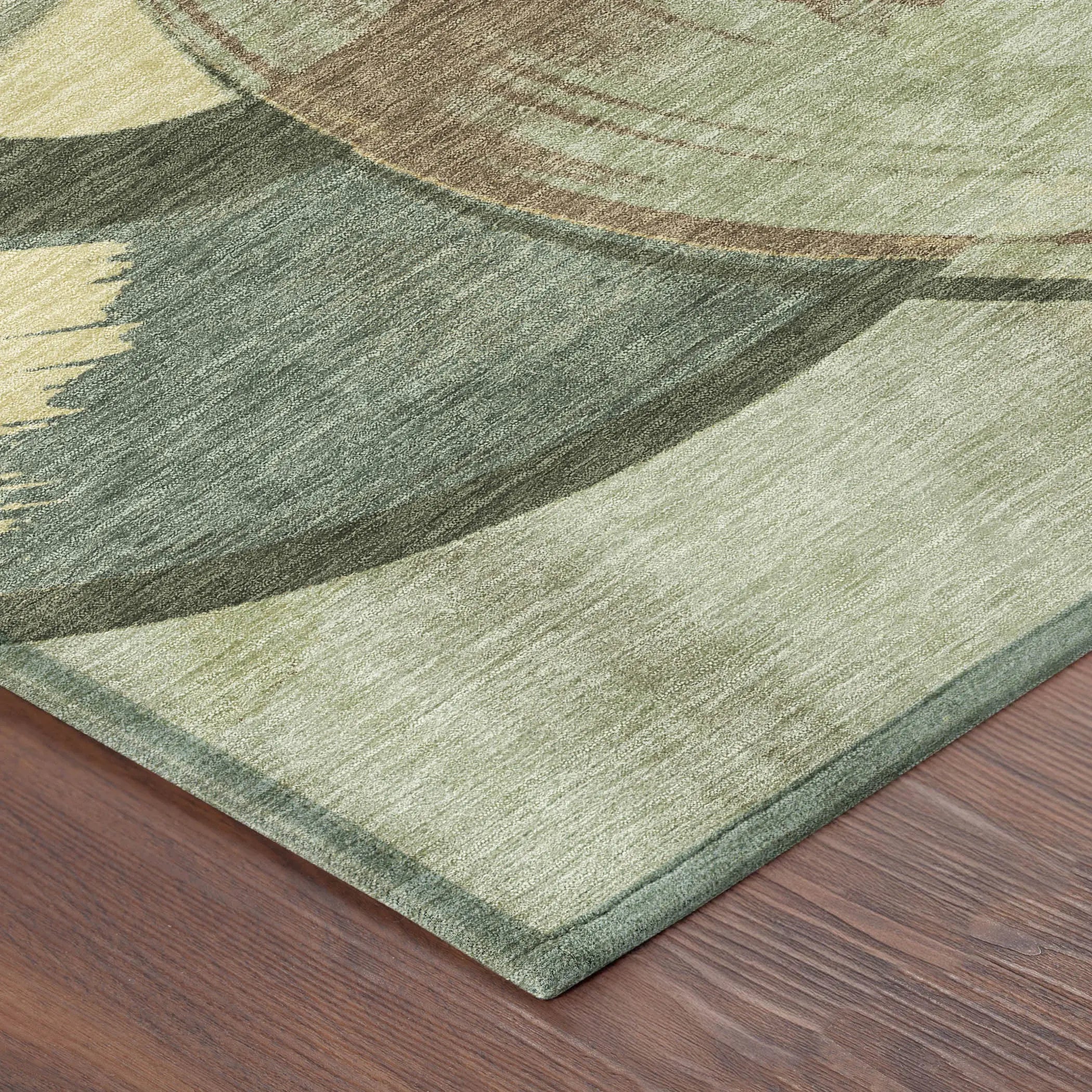 8' X 10' Green And Brown Geometric Washable Indoor Outdoor Area Rug Homeroots Outdoor