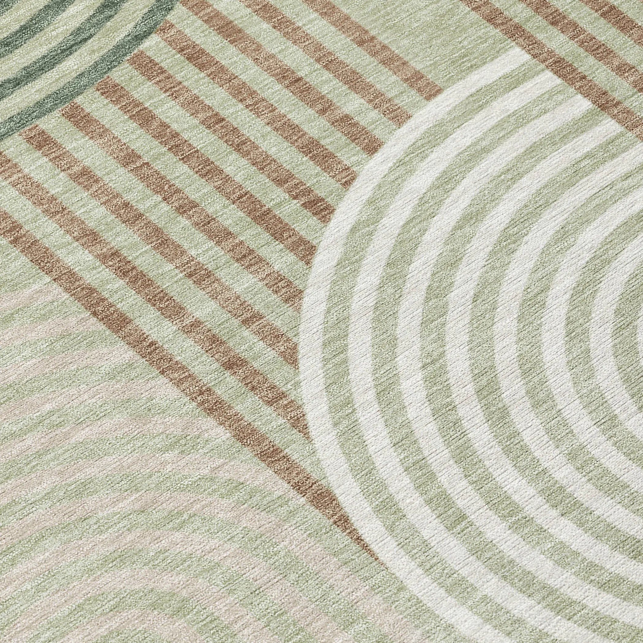 8' X 10' Green And Brown Geometric Washable Indoor Outdoor Area Rug Homeroots Outdoor