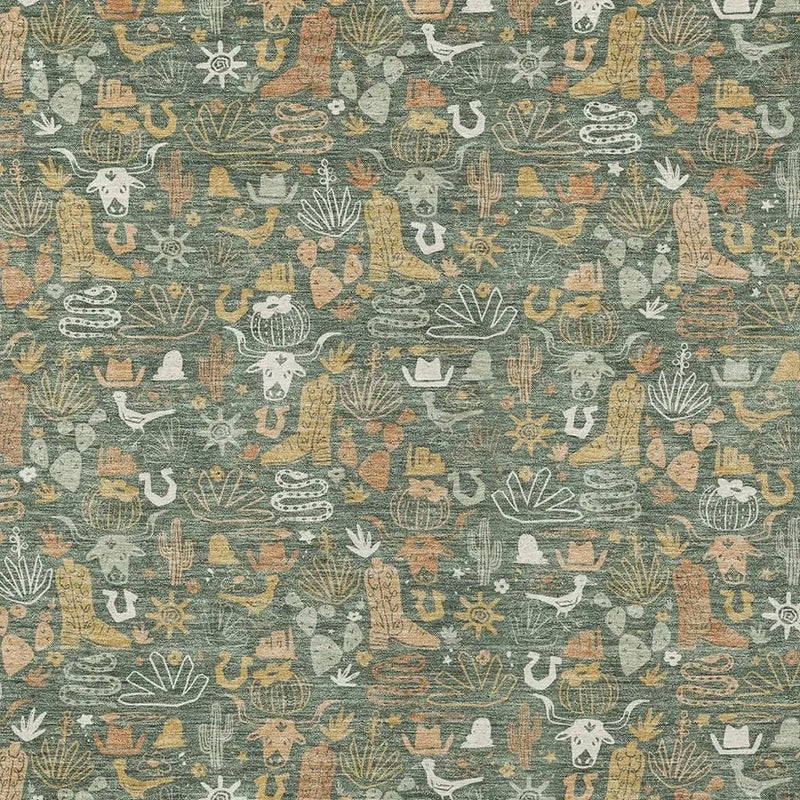 8' X 10' Green And Brown Stars Washable Indoor Outdoor Area Rug Homeroots Outdoor