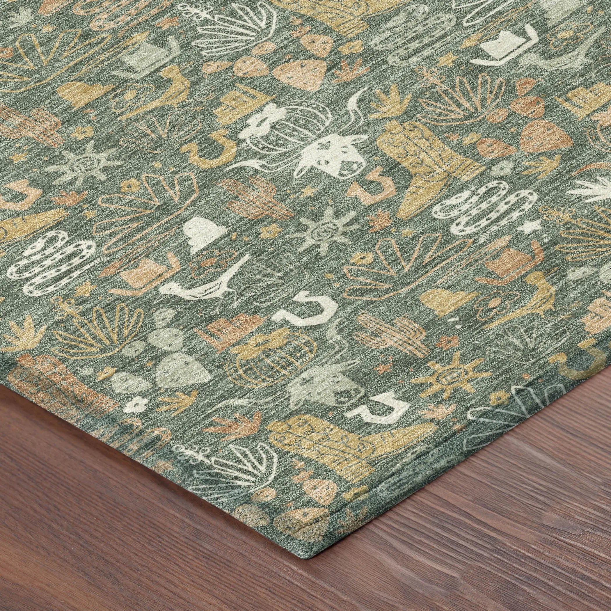 8' X 10' Green And Brown Stars Washable Indoor Outdoor Area Rug Homeroots Outdoor