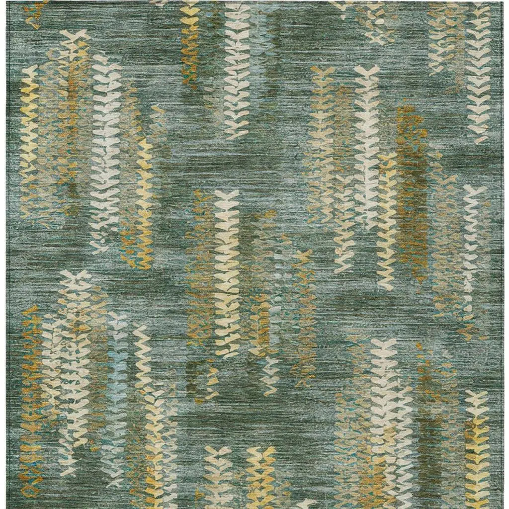 8' X 10' Green And Brown Striped Washable Indoor Outdoor Area Rug Homeroots Outdoor