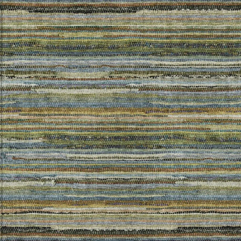 8' X 10' Green And Brown Striped Washable Indoor Outdoor Area Rug Homeroots Outdoor