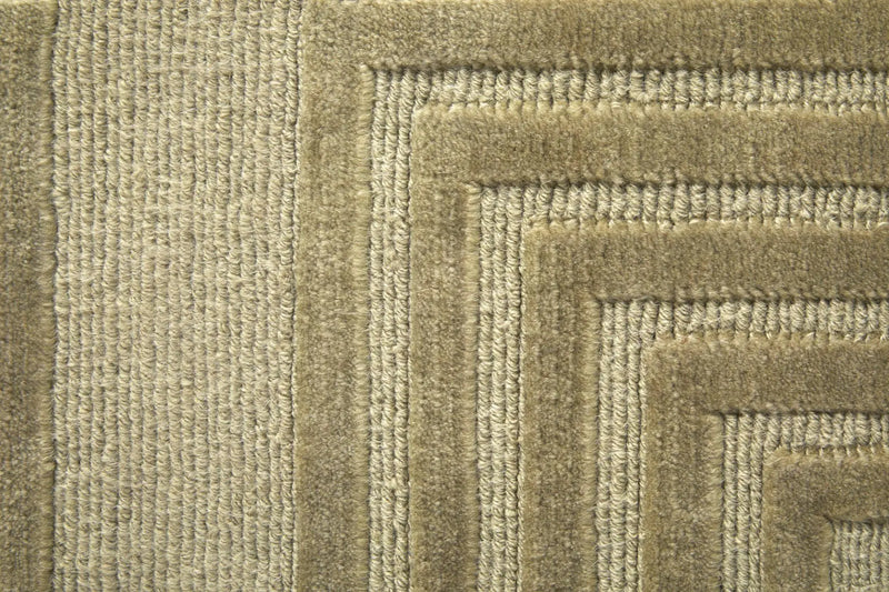 8' X 10' Green And Brown Wool Geometric Hand Knotted Area Rug Homeroots Home Decor
