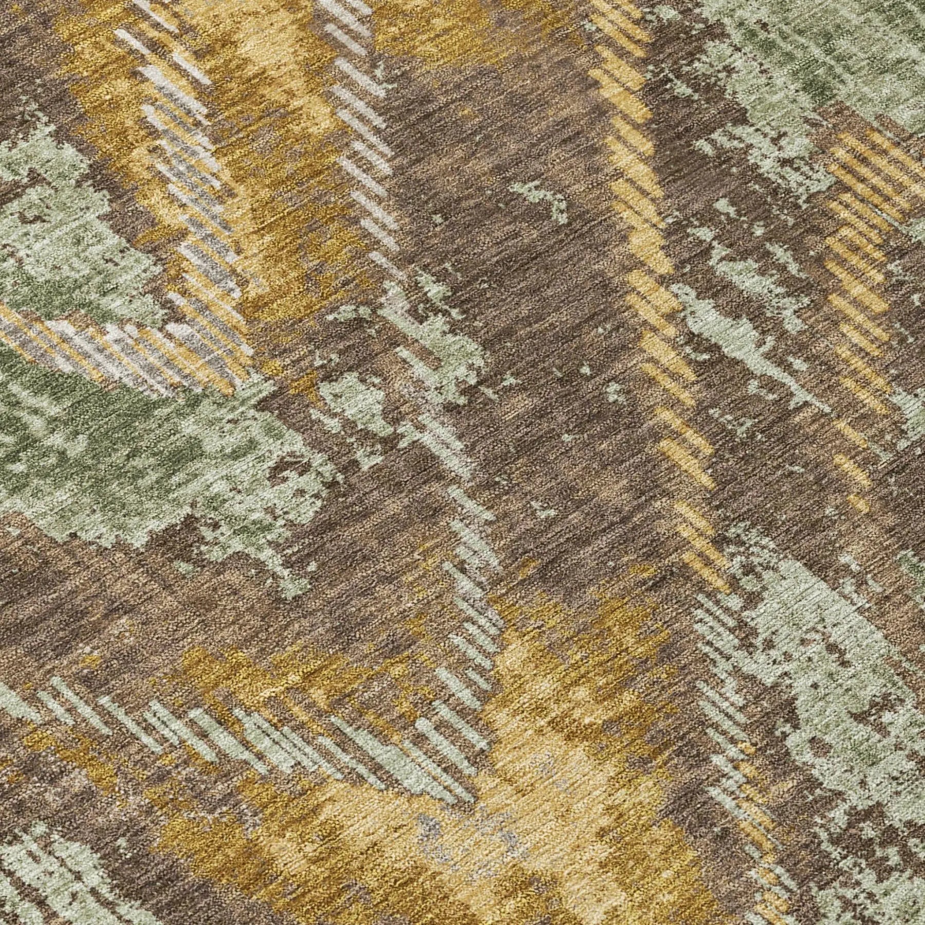 8' X 10' Green And Chocolate Abstract Washable Indoor Outdoor Area Rug Homeroots Outdoor