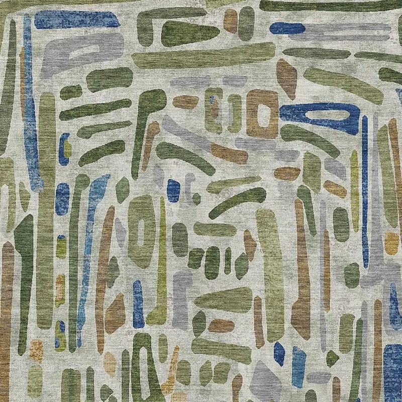 8' X 10' Green And Copper Abstract Washable Indoor Outdoor Area Rug Homeroots Outdoor