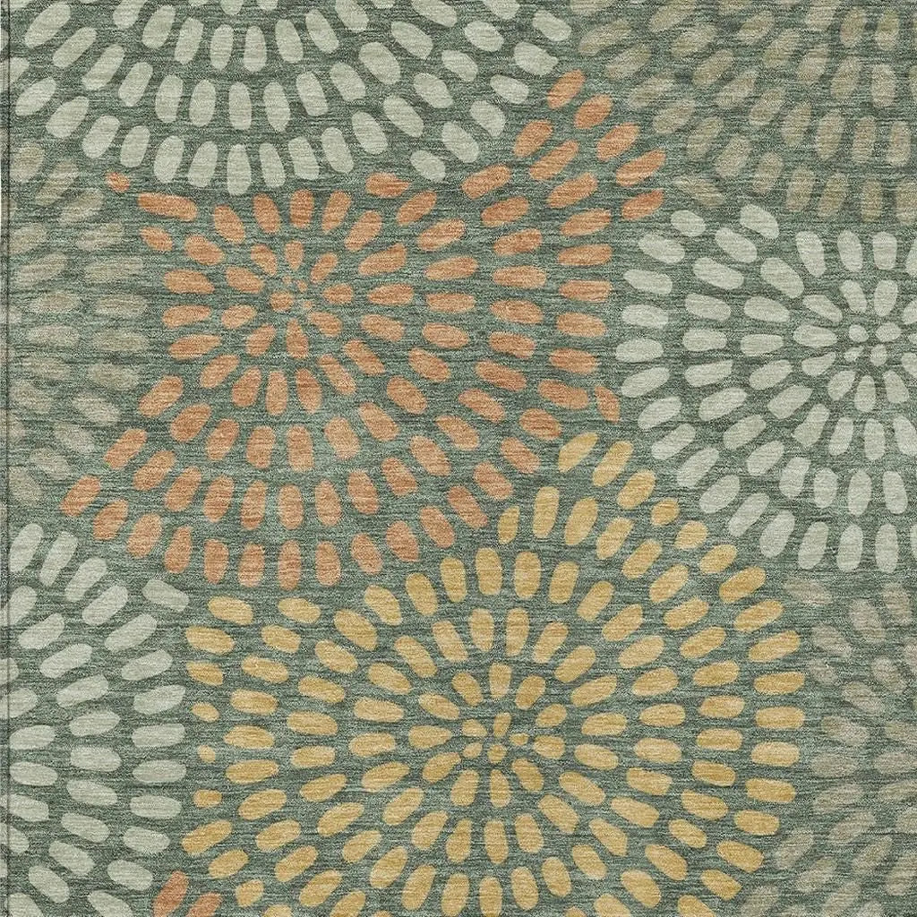 8' X 10' Green And Copper Geometric Washable Indoor Outdoor Area Rug Homeroots Outdoor