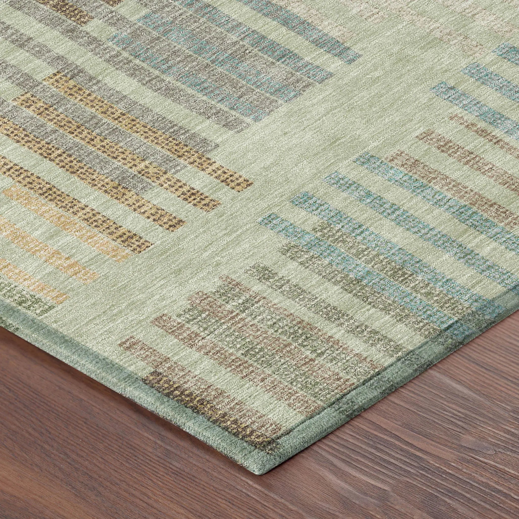 8' X 10' Green And Copper Striped Washable Indoor Outdoor Area Rug Homeroots Outdoor
