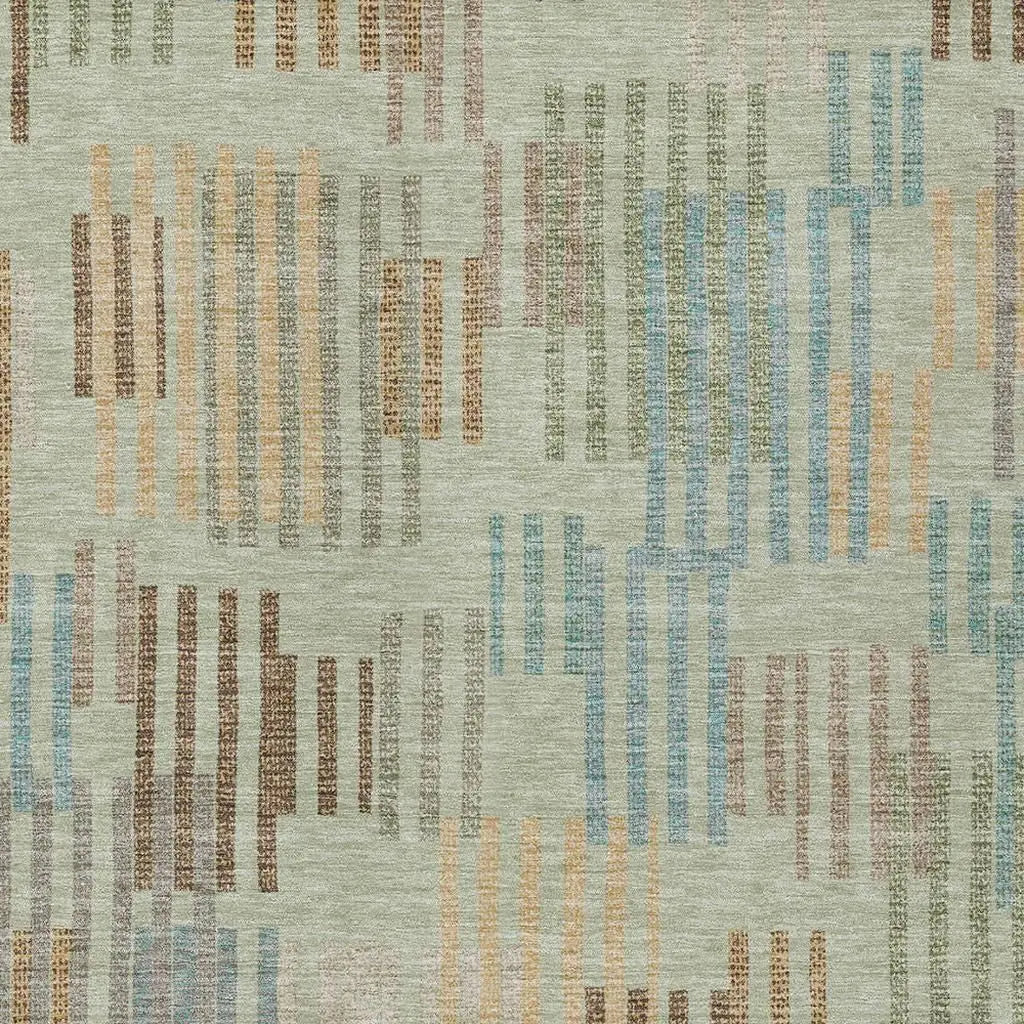 8' X 10' Green And Copper Striped Washable Indoor Outdoor Area Rug Homeroots Outdoor