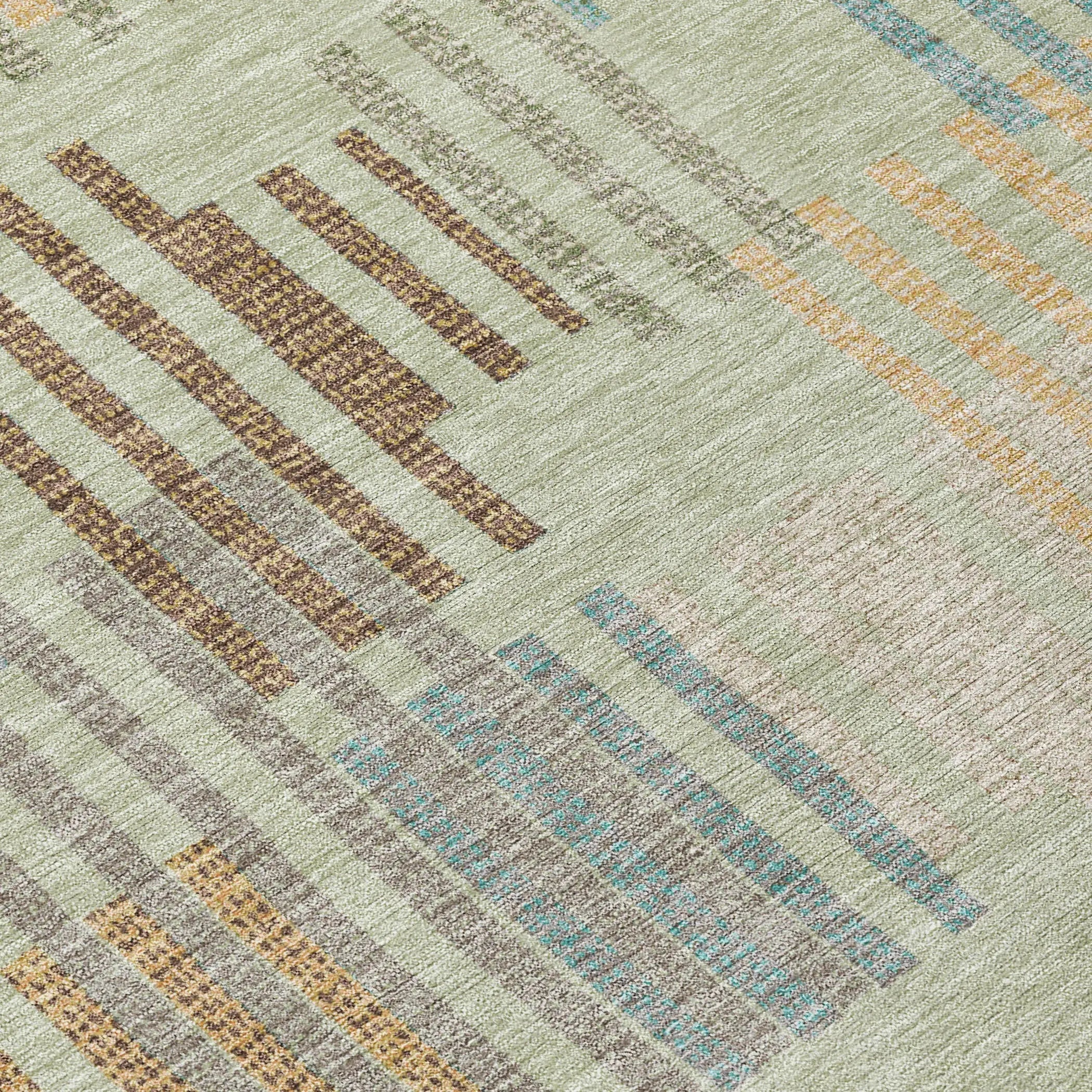 8' X 10' Green And Copper Striped Washable Indoor Outdoor Area Rug Homeroots Outdoor