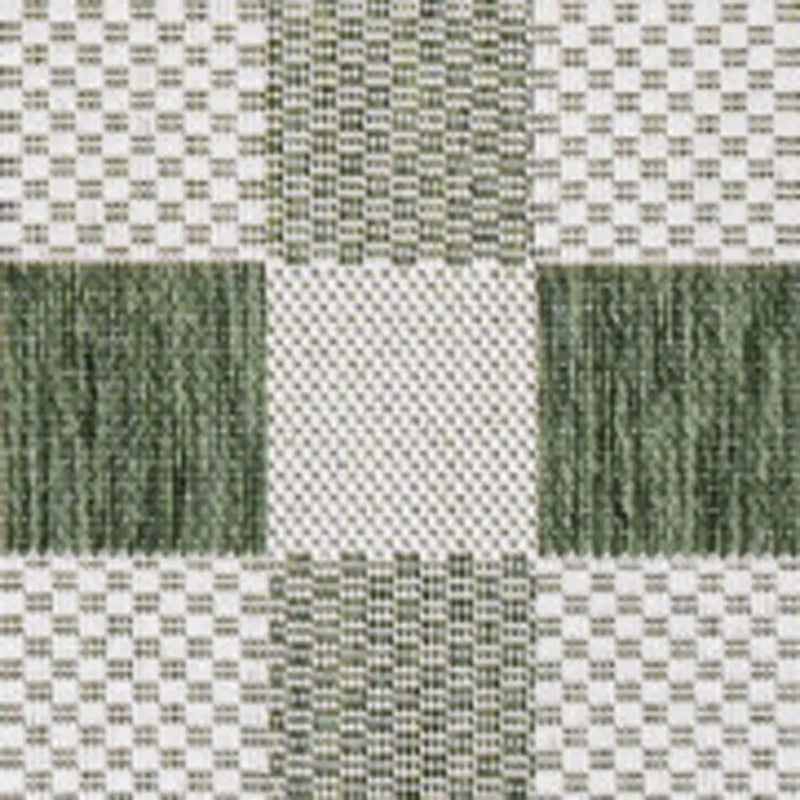 8' X 10' Green And Cream Geometric Indoor Outdoor Area Rug - GreatEagleInc
