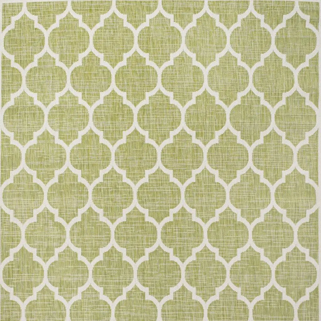 8' X 10' Green And Cream Geometric Indoor Outdoor Area Rug Homeroots Outdoor