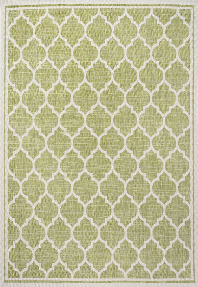 8' X 10' Green And Cream Geometric Indoor Outdoor Area Rug Homeroots Outdoor