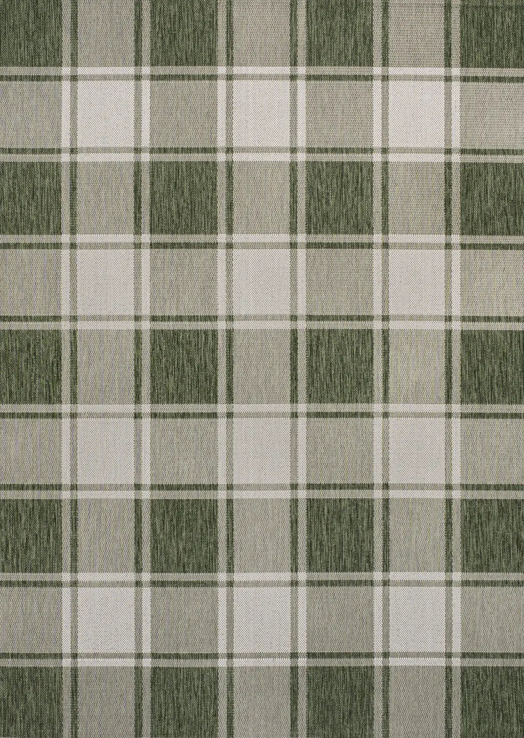 8' X 10' Green And Cream Gingham Indoor Outdoor Area Rug - GreatEagleInc