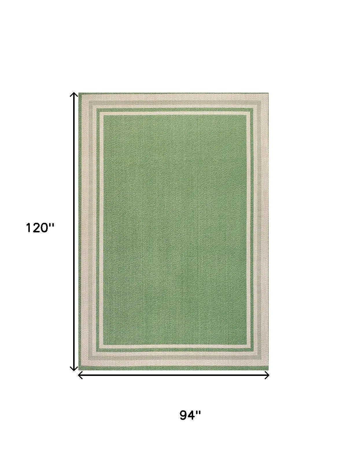 8' X 10' Green And Cream Indoor Outdoor Area Rug Homeroots Outdoor