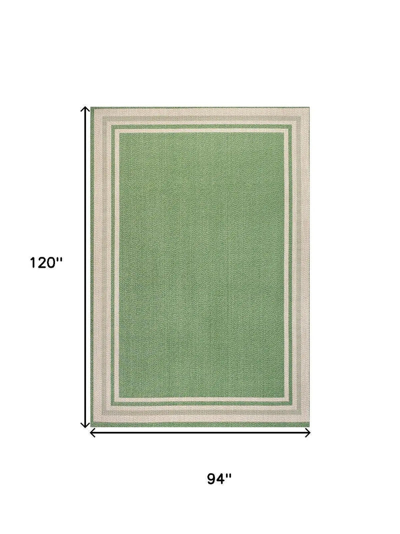 8' X 10' Green And Cream Indoor Outdoor Area Rug Homeroots Outdoor