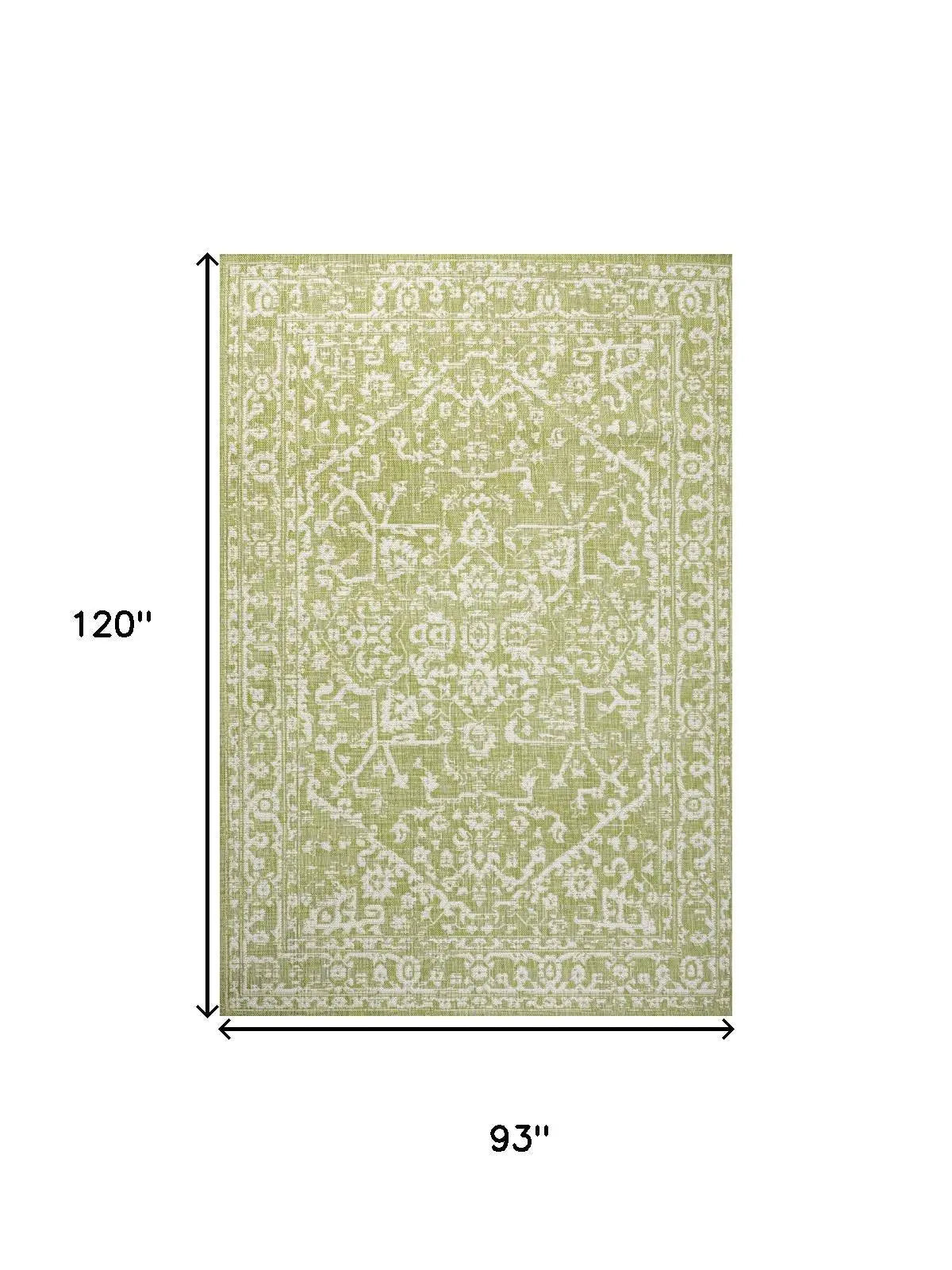 8' X 10' Green And Cream Medallion Indoor Outdoor Area Rug Homeroots Outdoor
