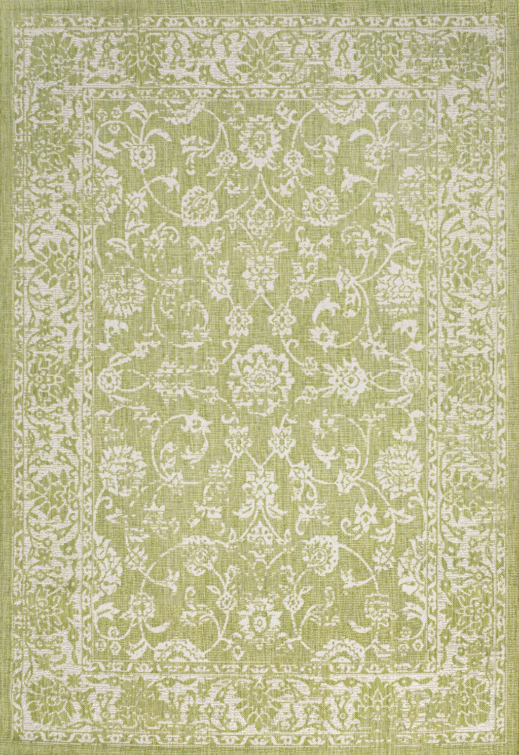 8' X 10' Green And Cream Medallion Indoor Outdoor Area Rug Homeroots Outdoor