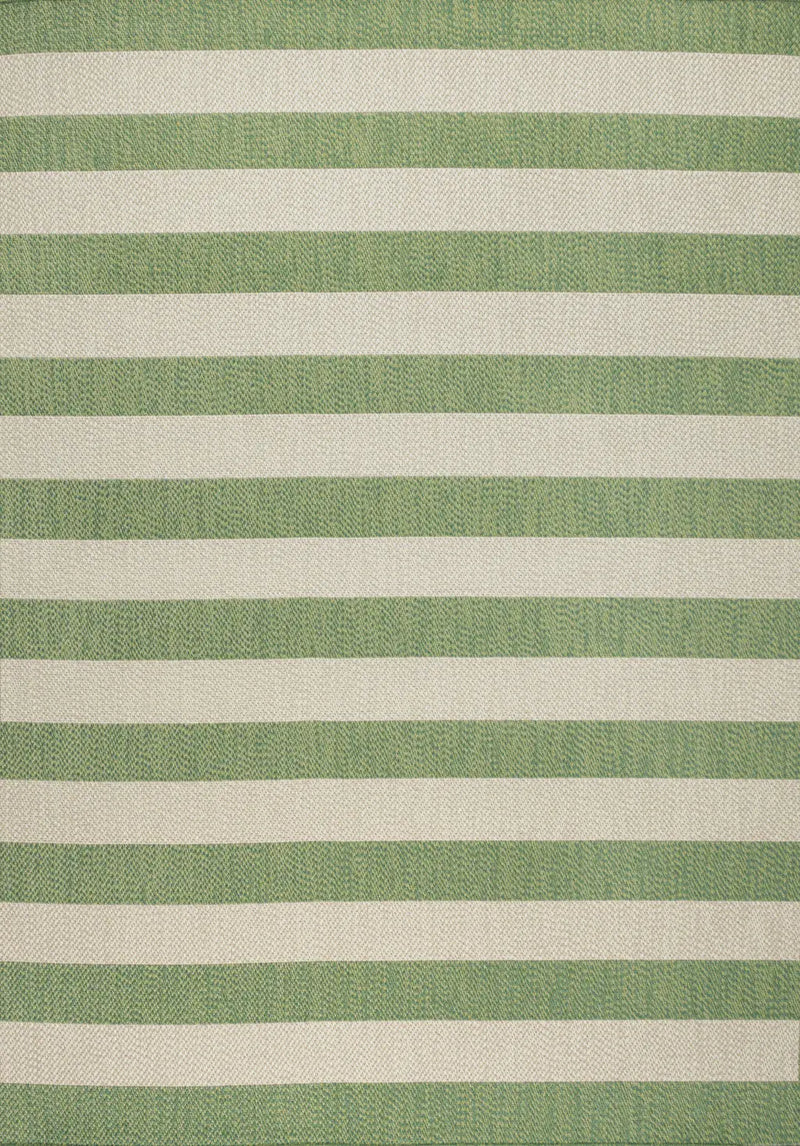8' X 10' Green And Cream Striped Indoor Outdoor Area Rug Homeroots Outdoor