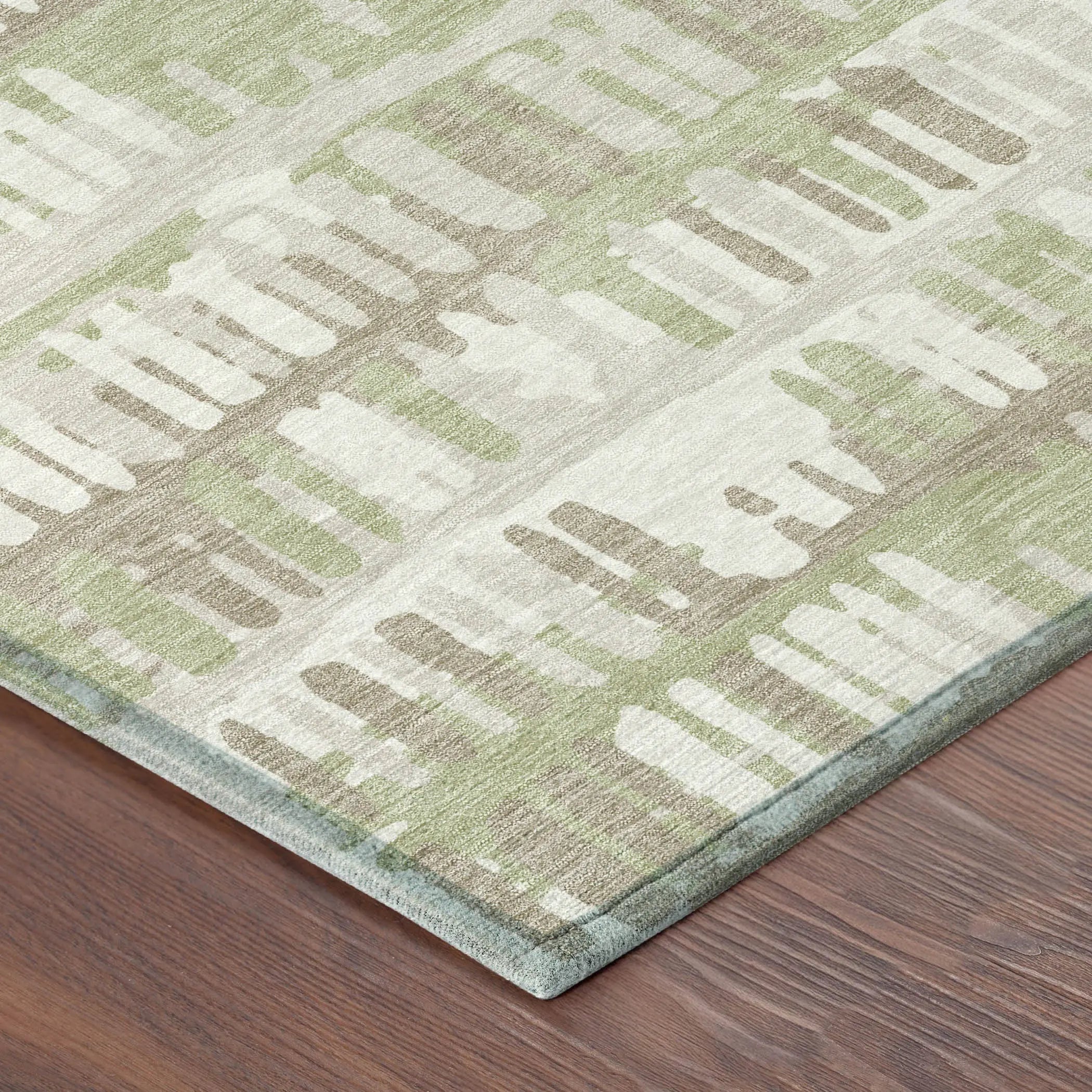 8' X 10' Green And Denim Blue Abstract Washable Indoor Outdoor Area Rug Homeroots Outdoor