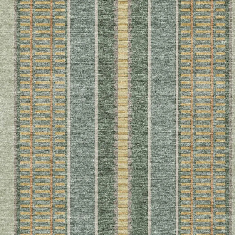 8' X 10' Green And Denim Blue Striped Washable Indoor Outdoor Area Rug Homeroots Outdoor