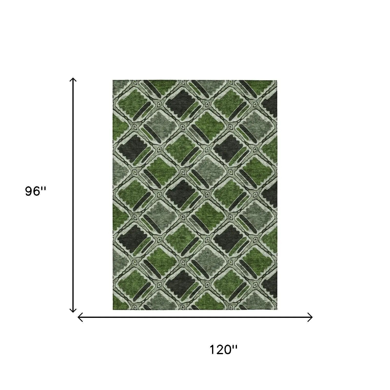 8' X 10' Green And Emerald Geometric Washable Indoor Outdoor Area Rug Homeroots Outdoor