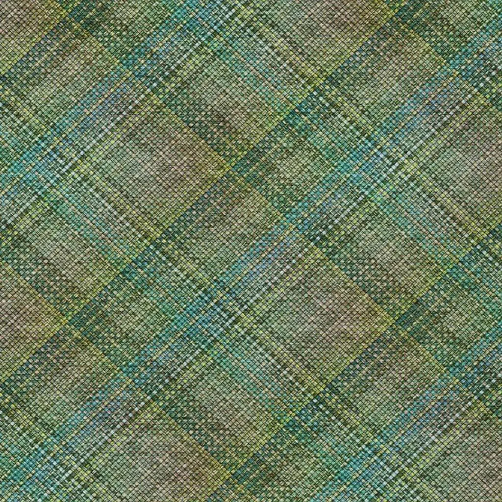 8' X 10' Green And Emerald Plaid Washable Indoor Outdoor Area Rug Homeroots Outdoor