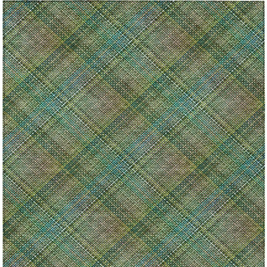 8' X 10' Green And Emerald Plaid Washable Indoor Outdoor Area Rug Homeroots Outdoor