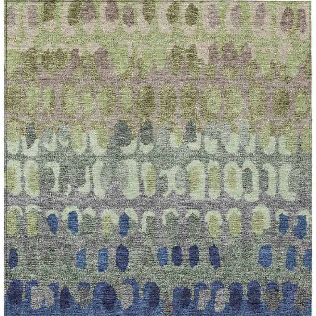 8' X 10' Green And Fern Green Geometric Washable Indoor Outdoor Area Rug Homeroots Outdoor